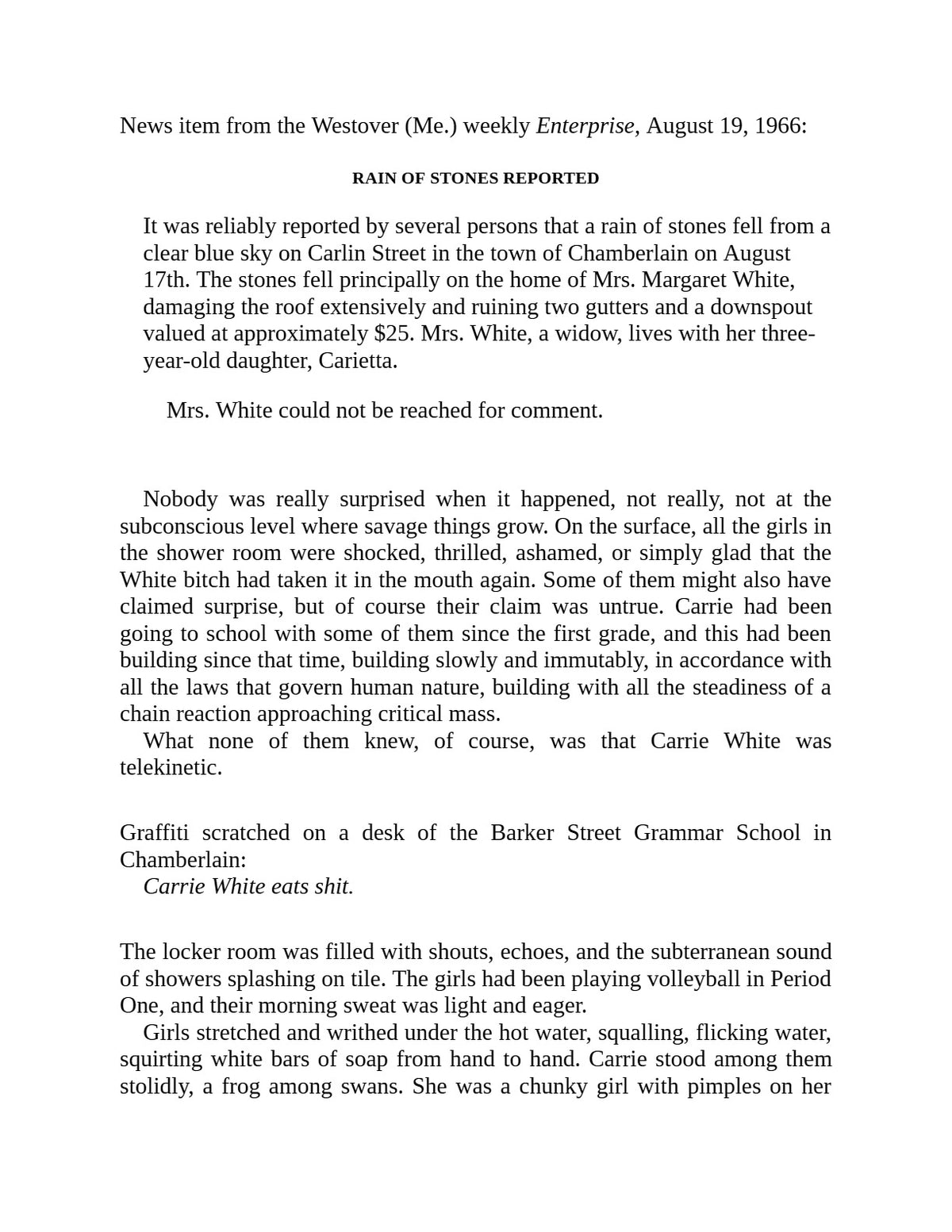 Carrie by Stephen King | Instant PDF Download (No Physical Book)