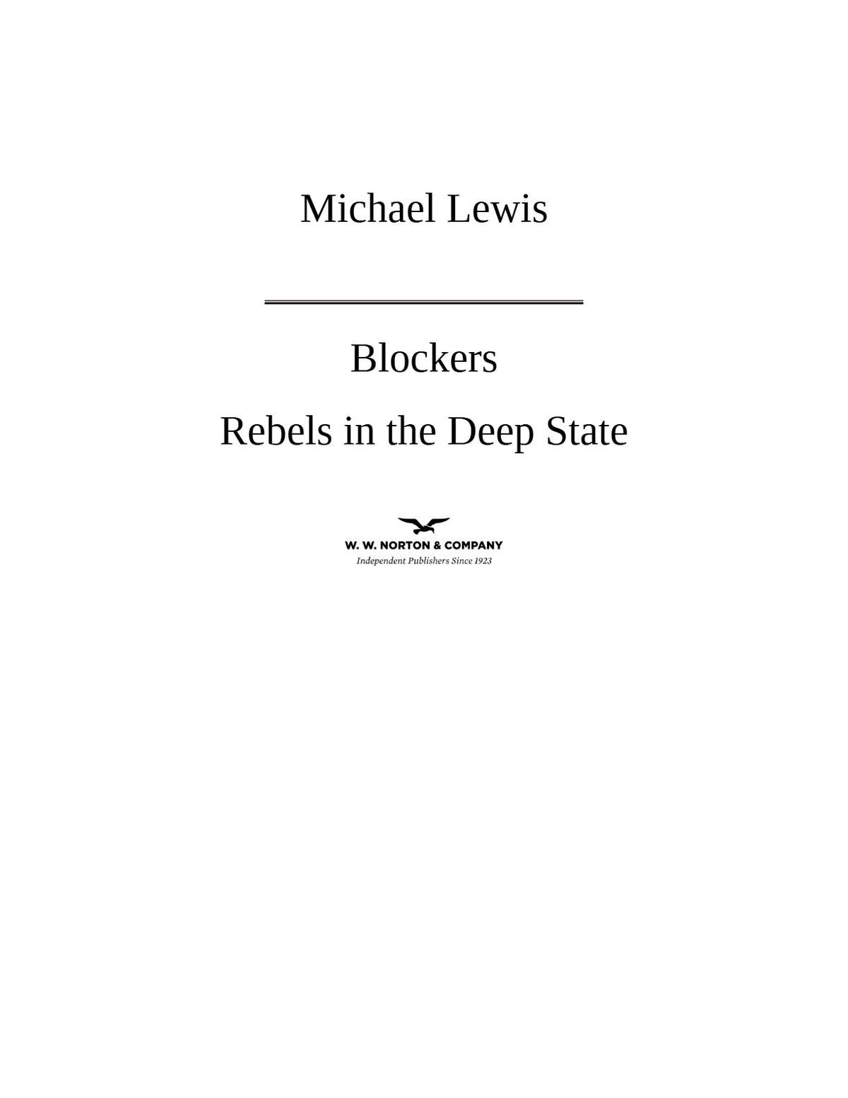 Blockers: Rebels in the Deep State by Michael Lewis | Instant PDF Download (No Physical Book)