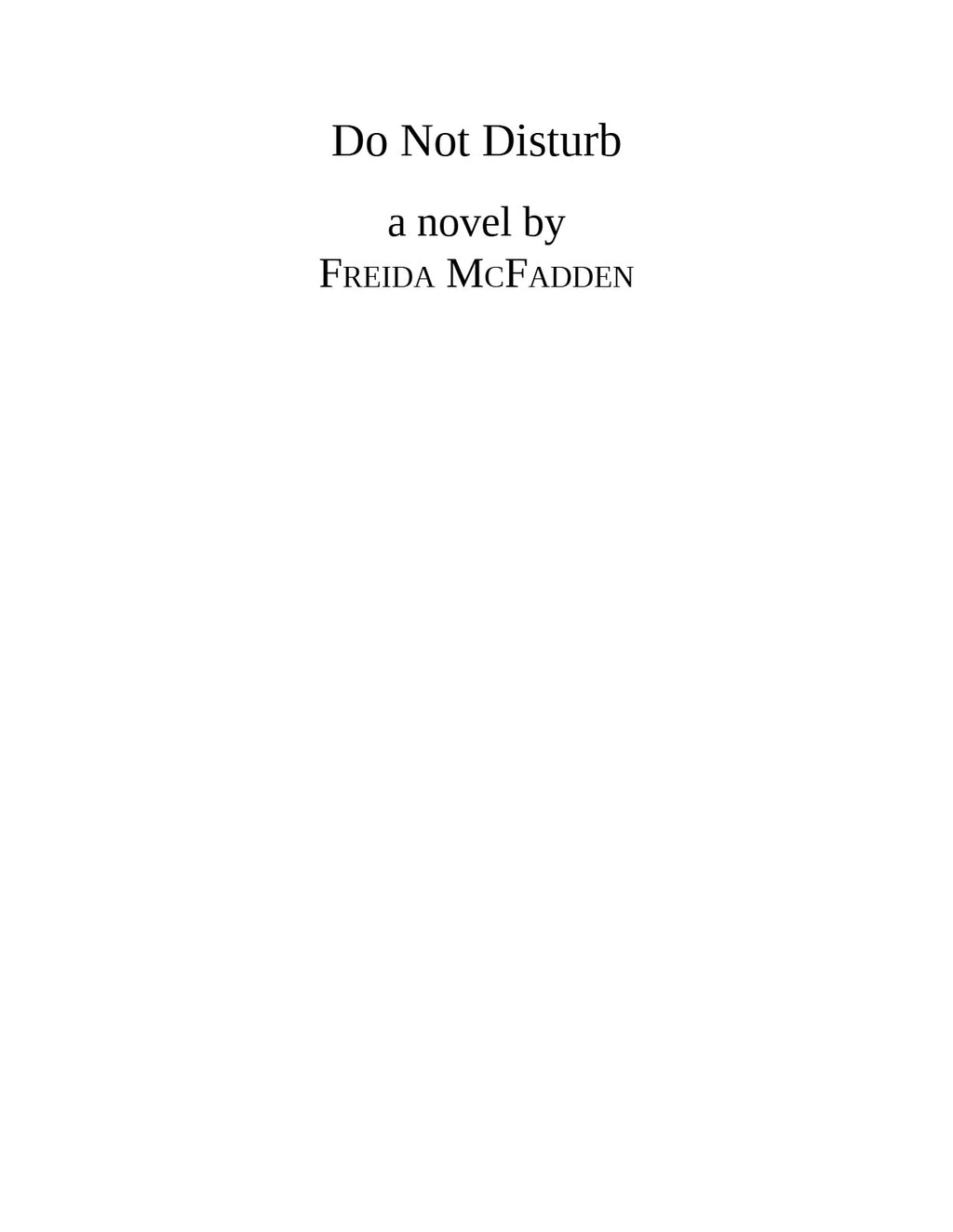Do Not Disturb by Freida McFadden | Instant PDF Download (No Physical Book)