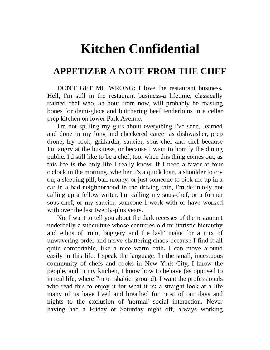 Kitchen Confidential: Adventures in the Culinary Underbelly by Anthony Bourdain | Instant PDF Download (No Physical Book)