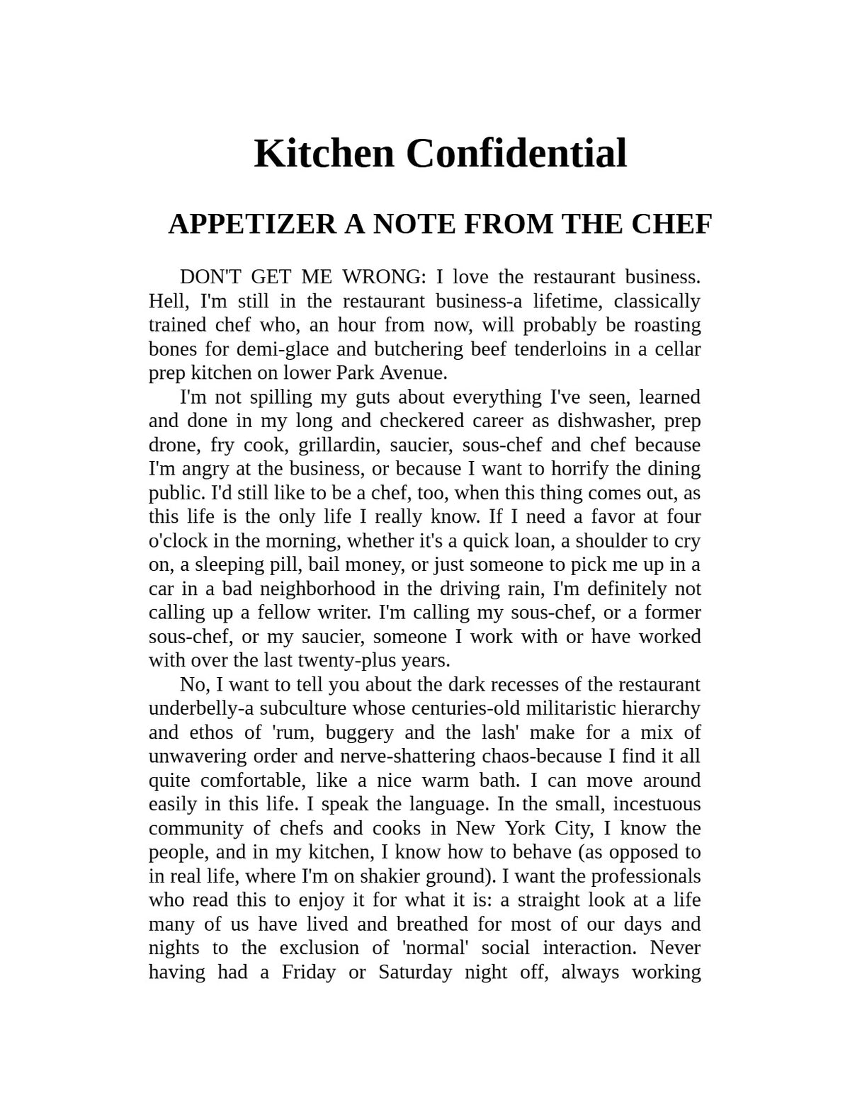 Kitchen Confidential: Adventures in the Culinary Underbelly by Anthony Bourdain | Instant PDF Download (No Physical Book)