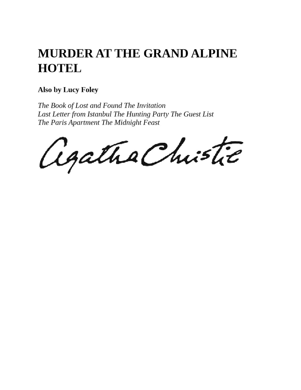 Murder at the Grand Alpine Hotel by Lucy Foley | Instant PDF Download (No Physical Book)