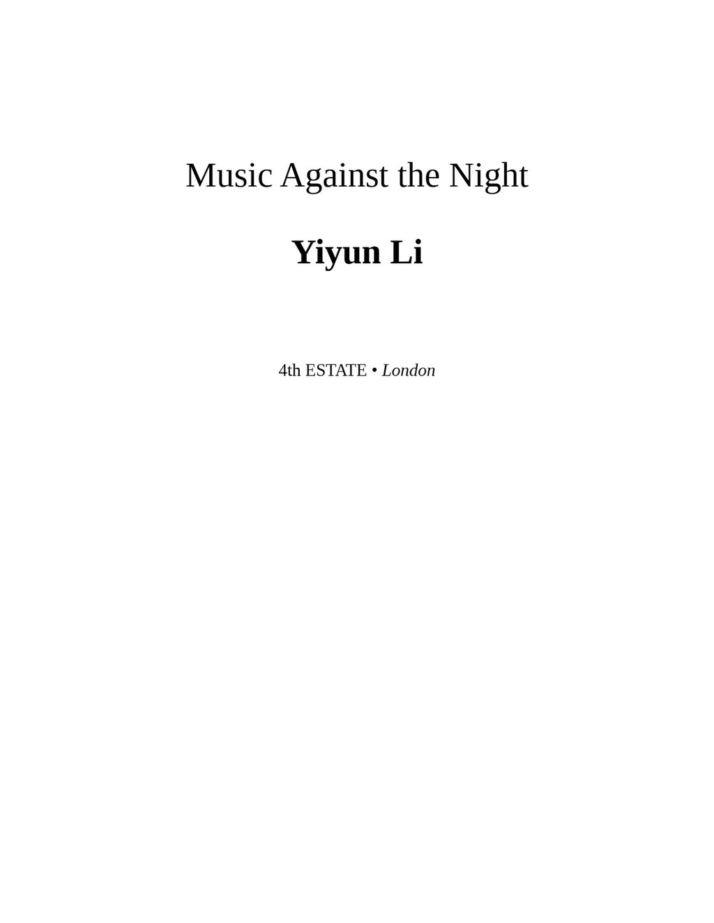 Music Against the Night by Yiyun Li | Instant PDF Download (No Physical Book)
