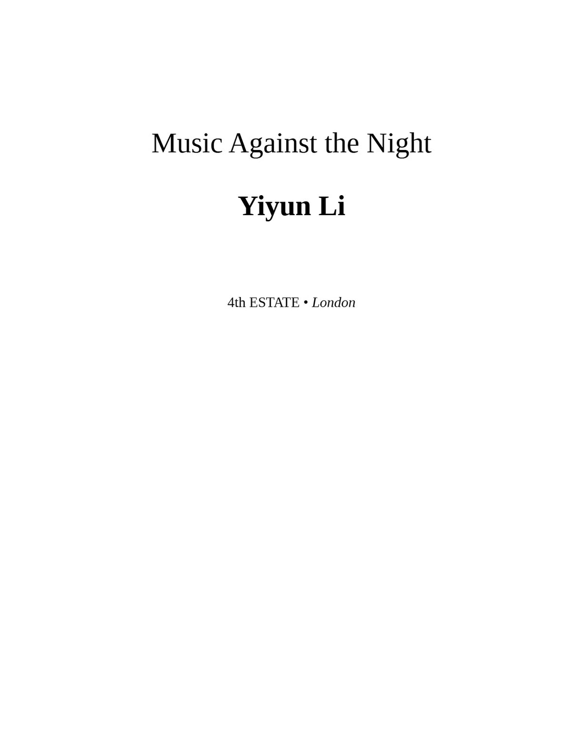 Music Against the Night by Yiyun Li | Instant PDF Download (No Physical Book)