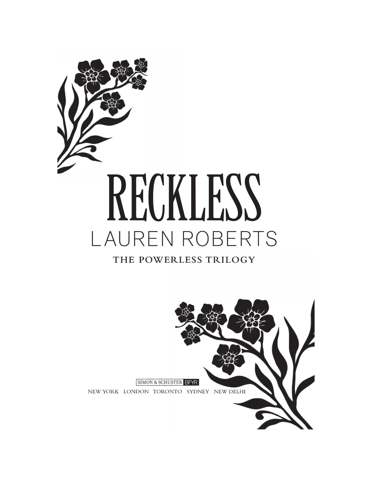 Reckless by Lauren Roberts (Book 2 of 3: The Powerless Trilogy) | Instant PDF Download (No Physical Book)