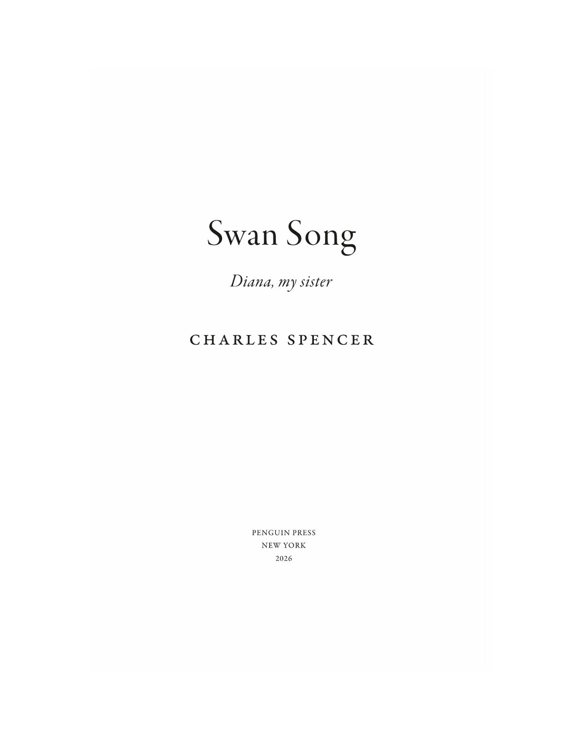 Swan Song: Diana, My Sister by Charles Spencer | Instant PDF Download (No Physical Book)