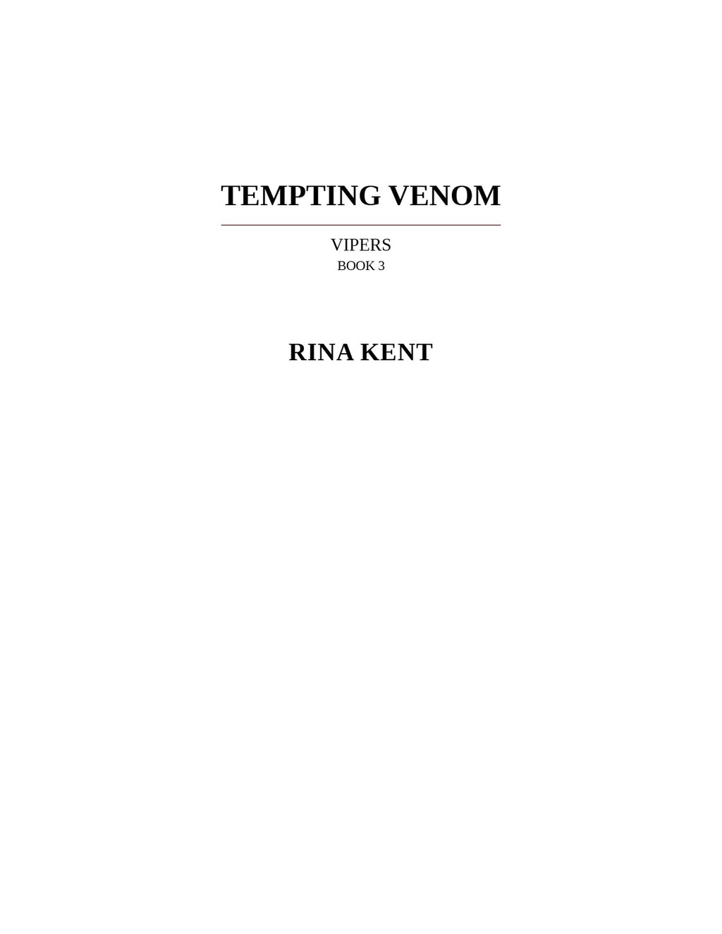 Tempting Venom by Rina Kent (Book 3 of 3: Vipers) | Instant PDF Download (No Physical Book)