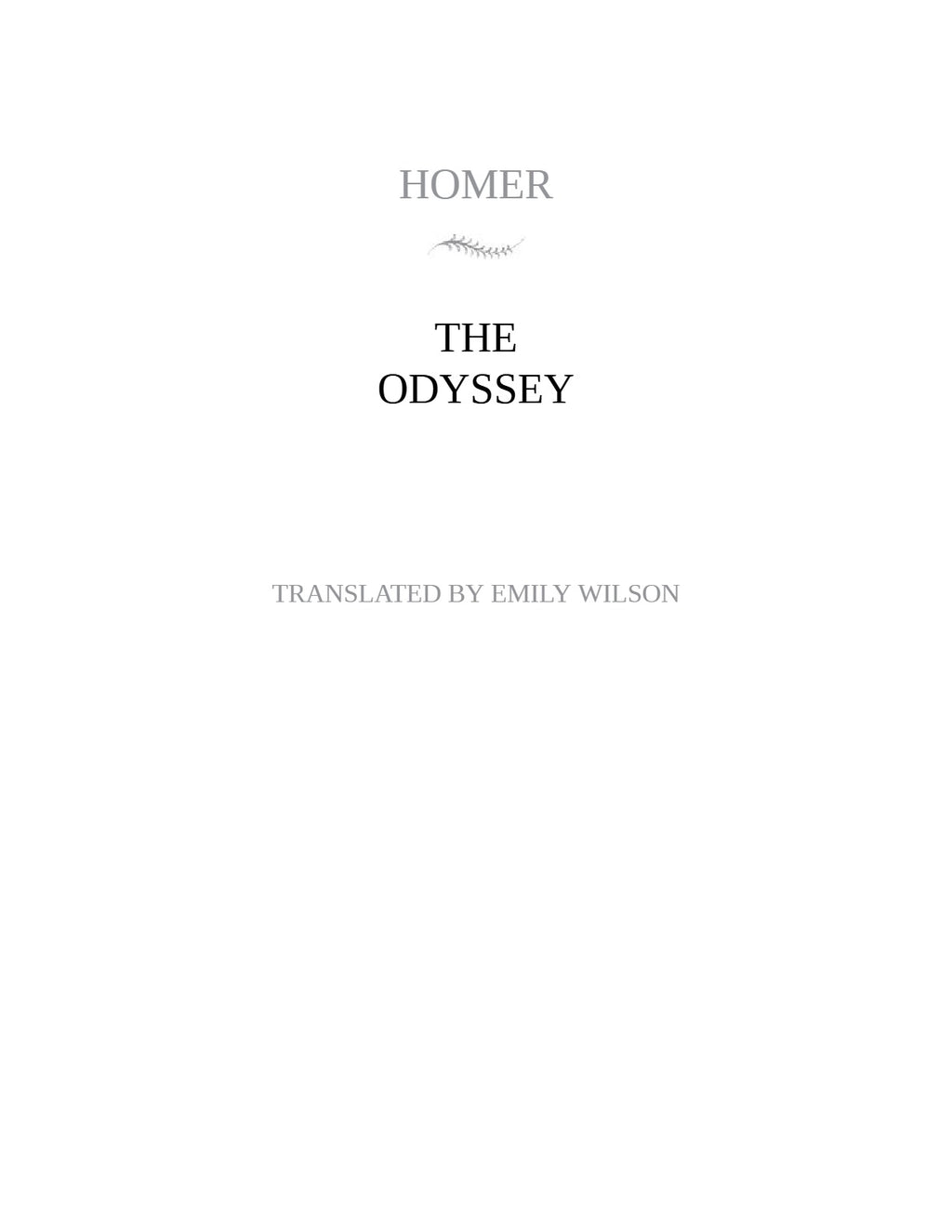 The Odyssey Homer by Emily Wilson | Instant PDF Download (No Physical Book)