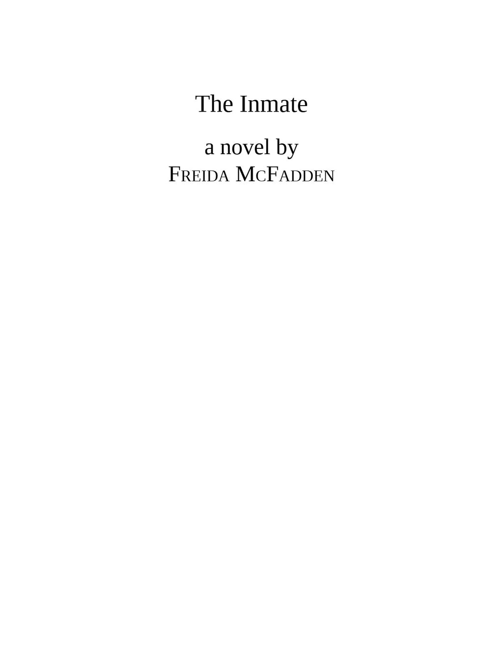 The Inmate by Freida McFadden | Instant PDF Download (No Physical Book)
