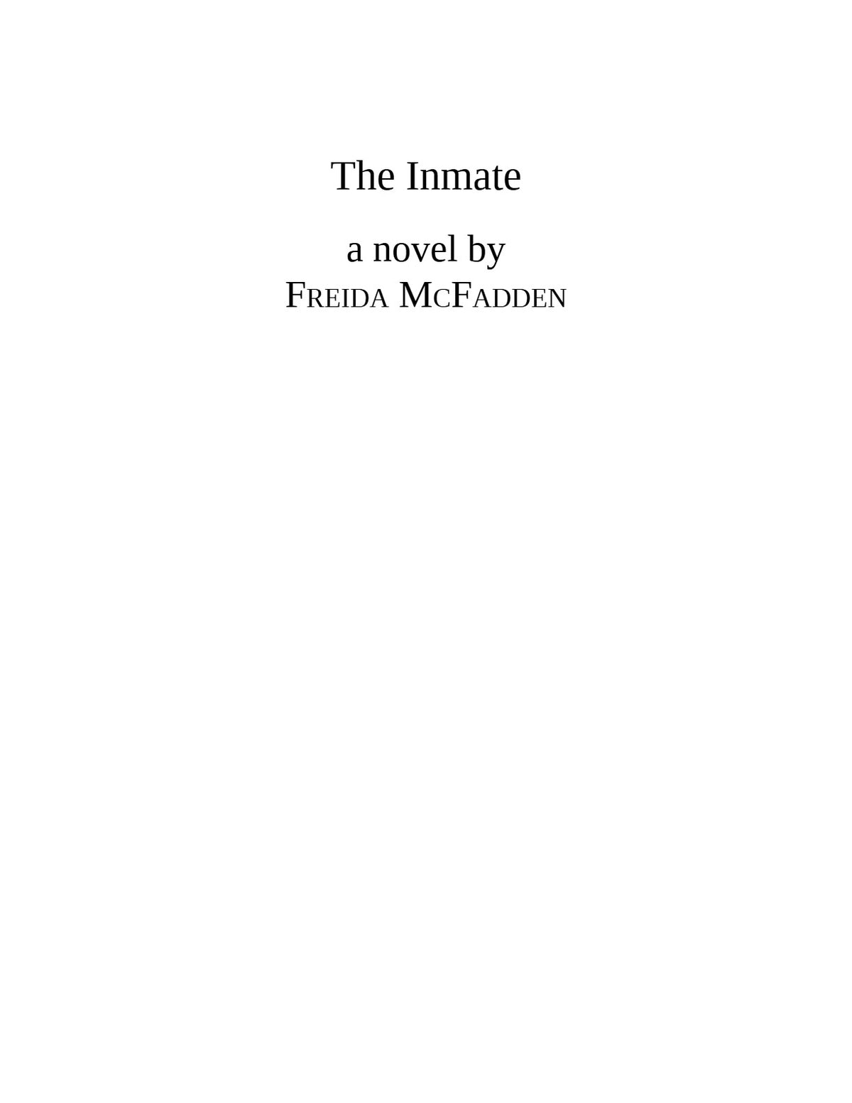 The Inmate by Freida McFadden | Instant PDF Download (No Physical Book)