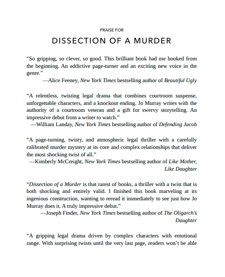 Dissection of a Murder by Jo Murray | Instant PDF Download | Legal Thriller