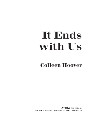 It Ends with Us by Colleen Hoover (Book 1 of 2: It Ends with Us) | Instant PDF Download (No Physical Book)