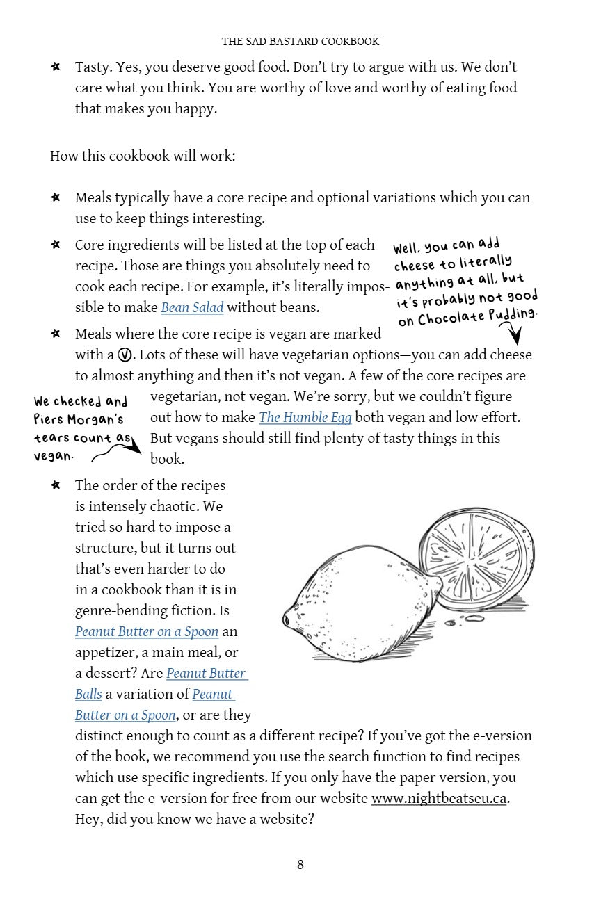 The Sad Bastard Cookbook: Food You Can Make So You Don't Die by Zilla Novikov and Rachel A. Rosen | Instant PDF Download (No Physical Book)